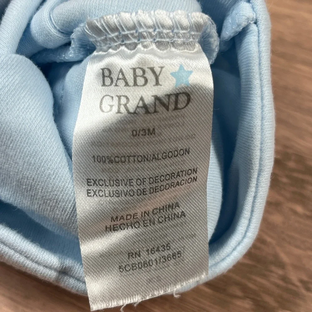 Baby Grand Baby Hats 0/3M Blue Dog Print Embroidered Cotton 2pk